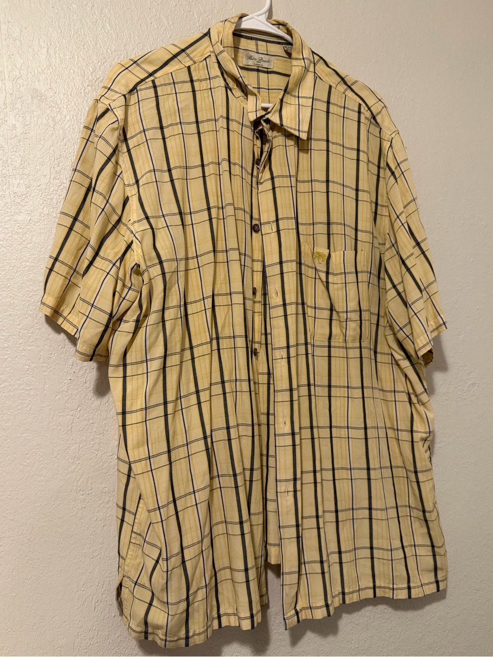 Palm Beach Boutique Yellow and Black Plaid Short-Sleeve Button-Down Shirt